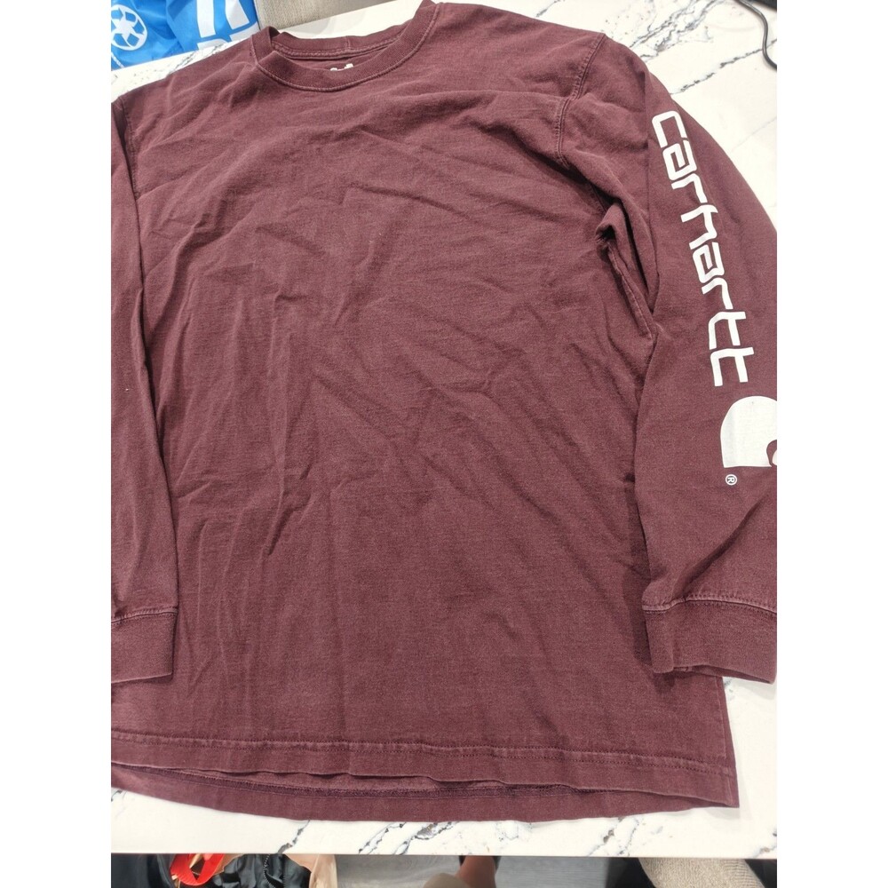 Carhartt Long Sleeve Pullover T-Shirt Mens Size Large Red Burgundy
